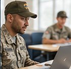 Illustrative Veteran using a laptop from the Vessouls preview